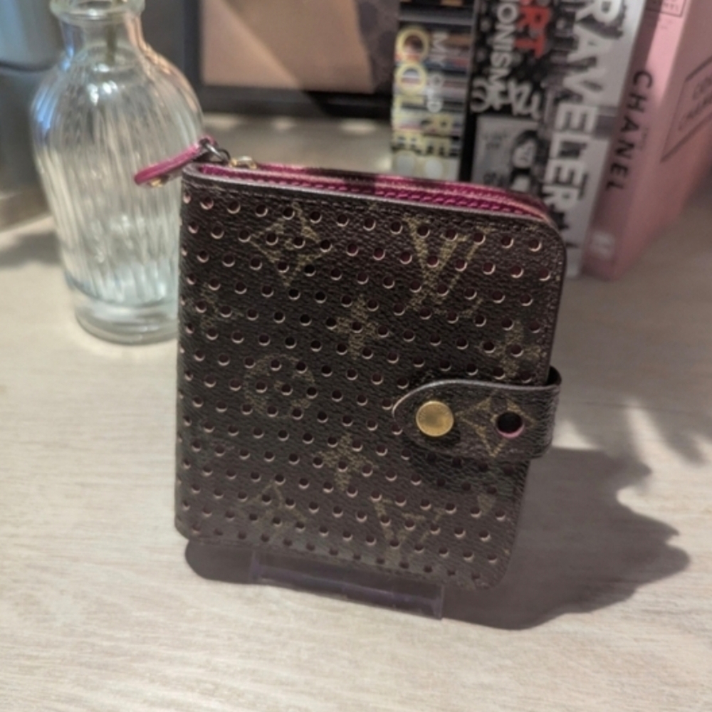Louis Vuitton Perforated Metallic Brown Wallet with Magenta Interior - Picture 5 of 15